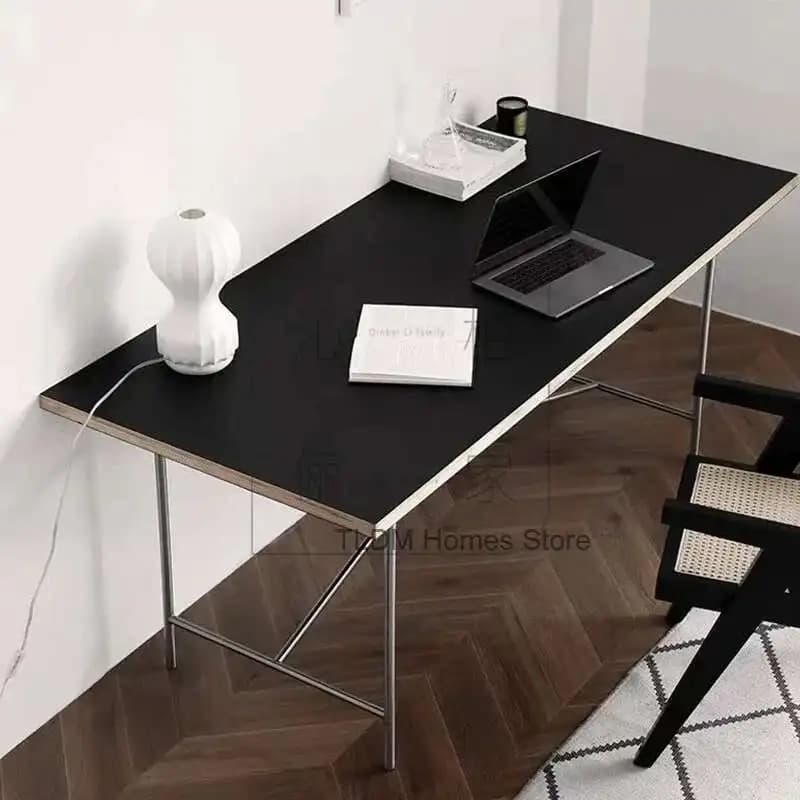 Table de conférence rectangulaire en bois massif, pied en acier inoxydable, bureau de bureau, table 