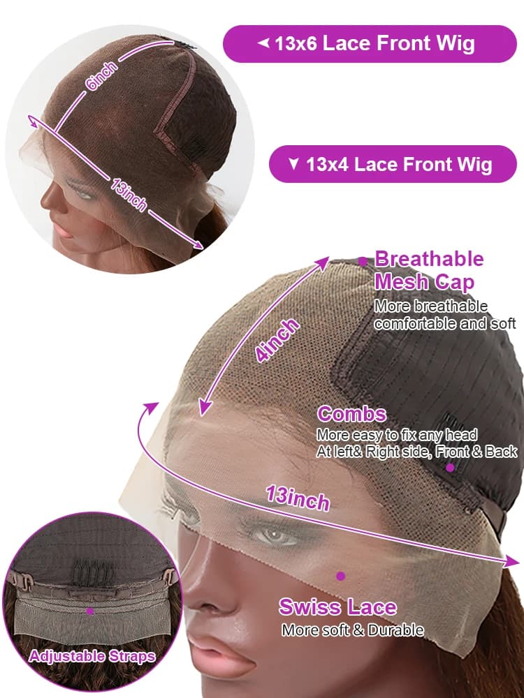 Perruques bouclées profondes cheveux humains brun chocolat 13x4 13x6 Hd perruque frontale en dentell