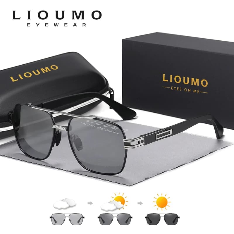 LIOUMO lunettes de soleil pour hommes de qualité supérieure lunettes de conduite photochromiques pol