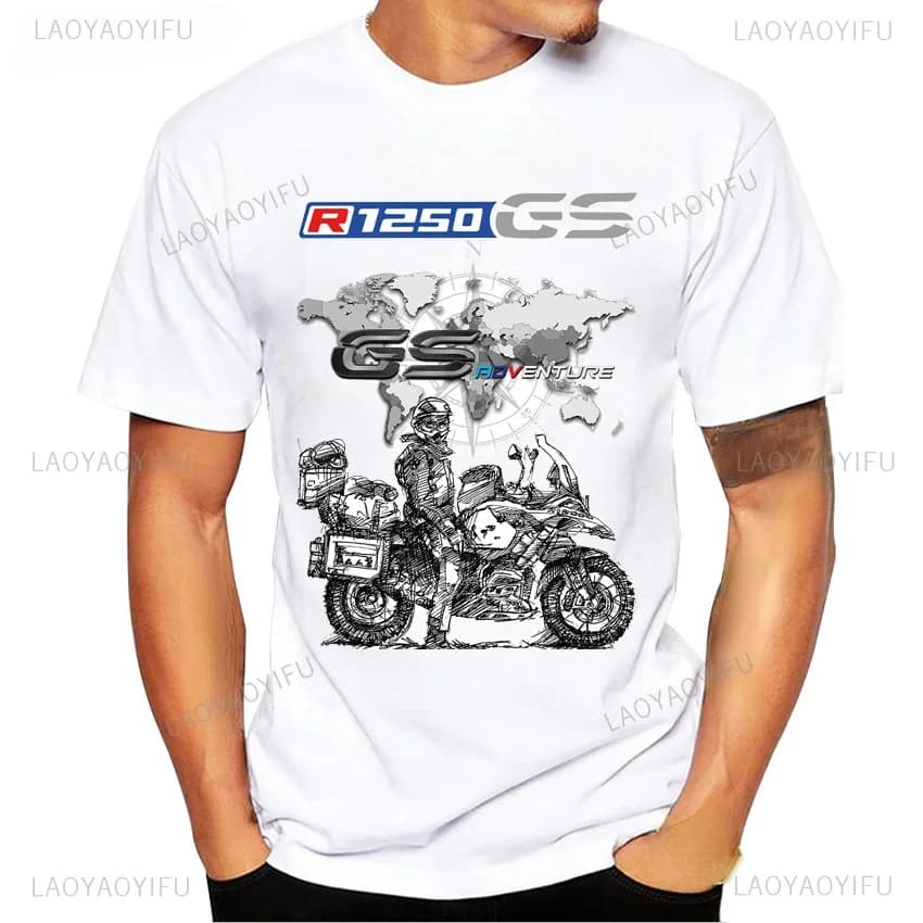 T-Shirt imprimé à col rond pour moto, en coton, à manches courtes, pour R1200GS, R1250 GS Adventure,