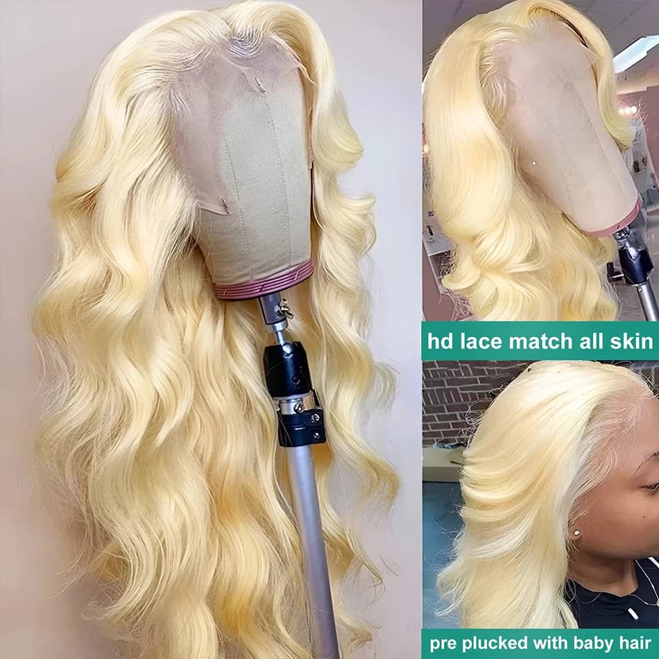 Wiggogo Blonde dentelle avant perruque perruque de cheveux humains 613 Hd dentelle frontale perruque