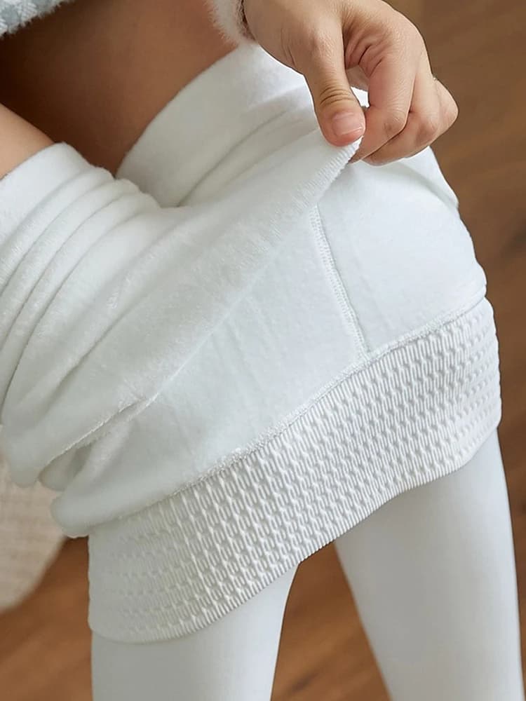 Femmes hiver Leggings blanc taille haute serré chaud Legging entraînement épais thermique collants S