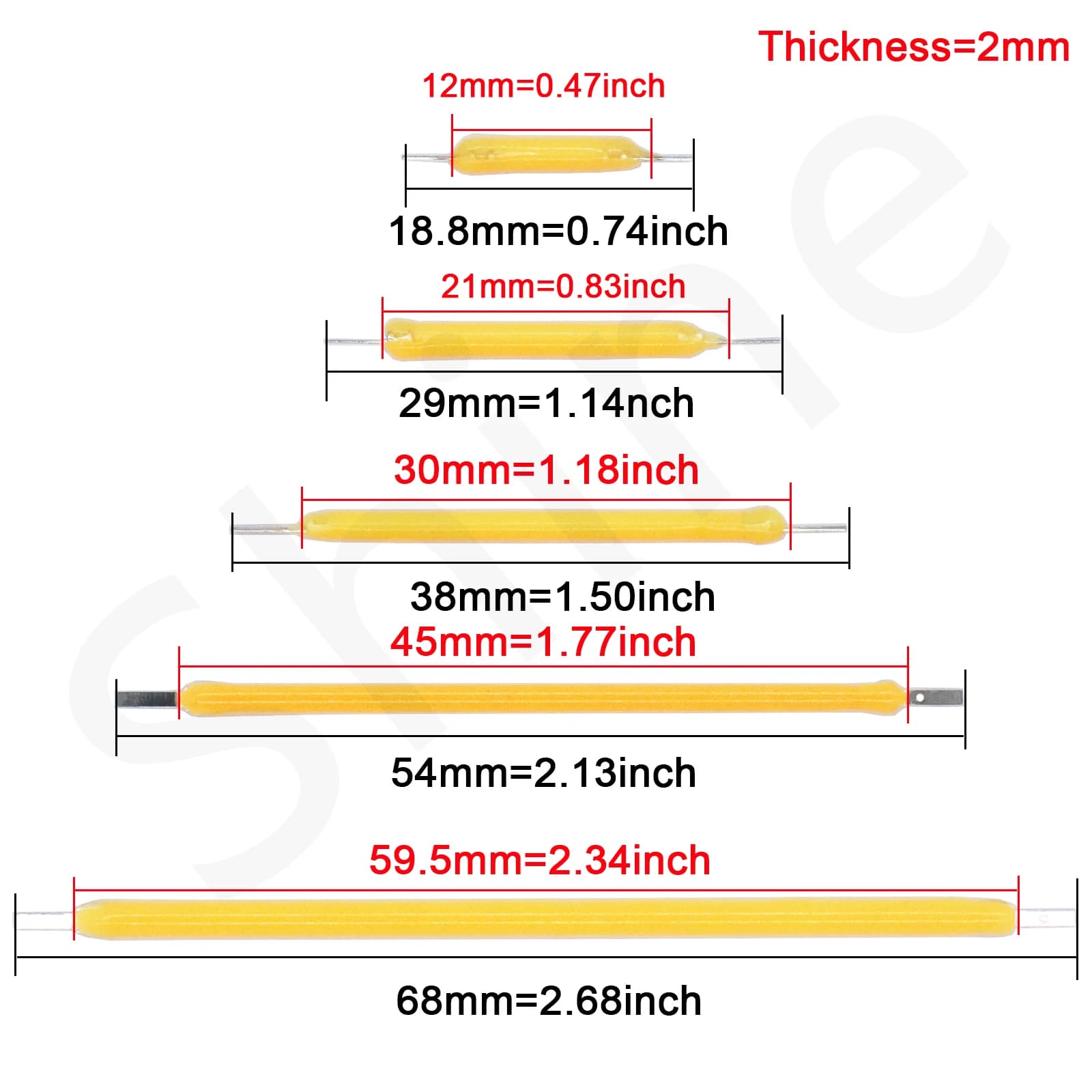 Ampoule Edison à Filament LED COB, pièces de lampe 18.8mm 29mm 38mm 54mm 68mm DC 3V 12V 57V 80V, Dio
