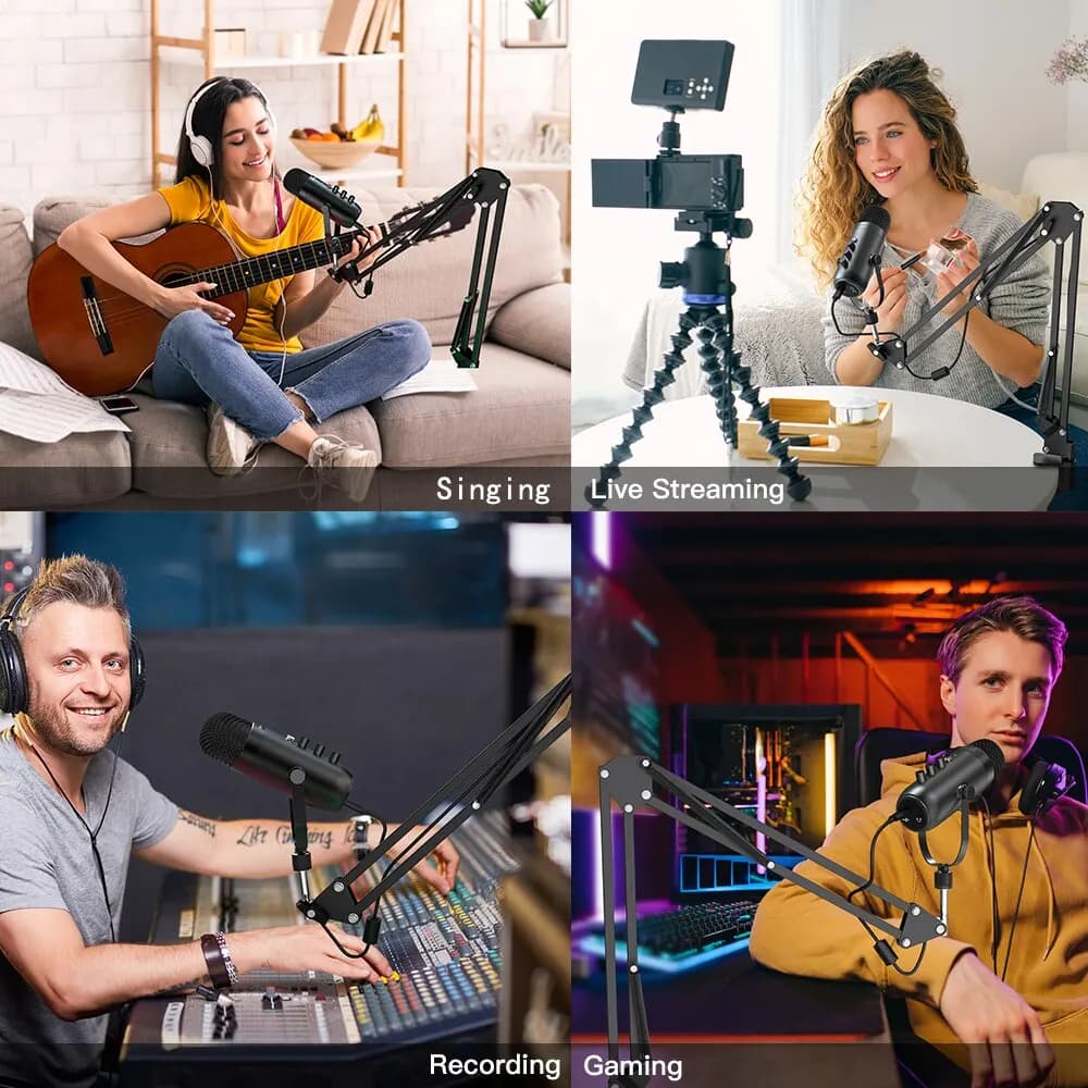 Haomuren-Kit de microphone professionnel à condensateur cardioïde, USB, pour studio, podcast, avec H