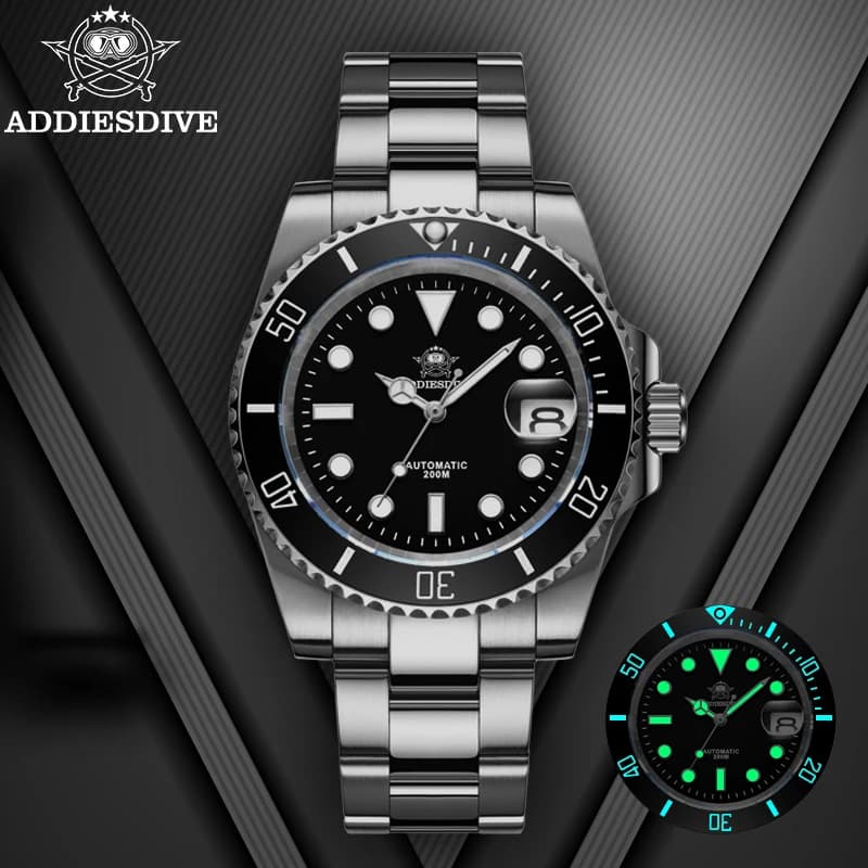 ADDIESDIVE montre automatique de luxe pour hommes 8215 montre mécanique BGW9 montre de plongée en ve