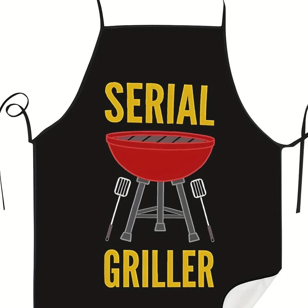Conception durable : Tablier de cuisine réglable pour barbecue - Noir avec motif de grille rouge, st