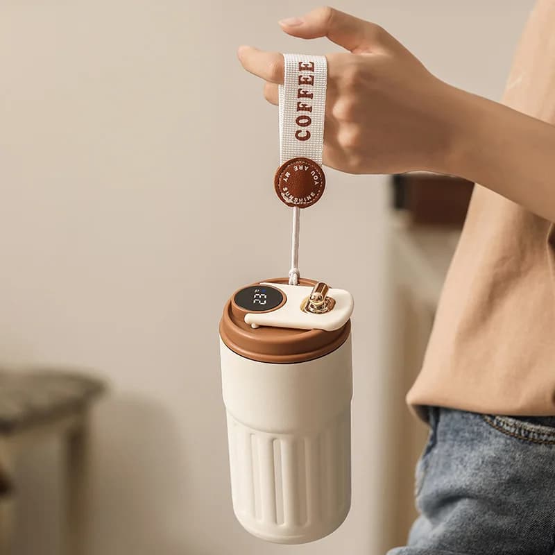 Bouteille Thermos de 450ml, affichage intelligent de la température, tasse sous vide en acier inoxyd