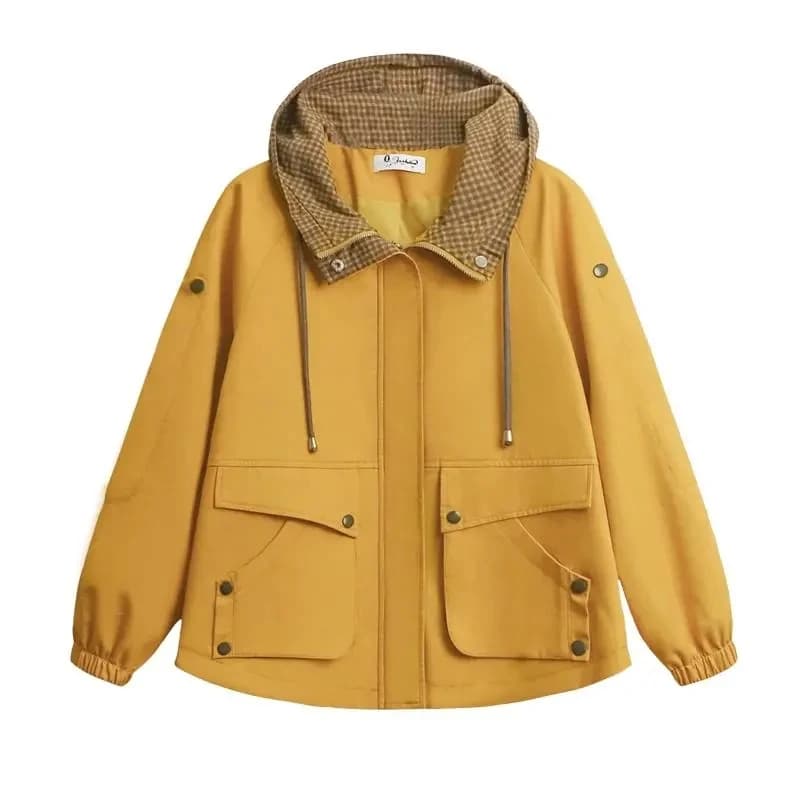 Veste courte à capuche pour femme d'âge moyen, manteau décontracté, grande taille, coupe-vent pour m