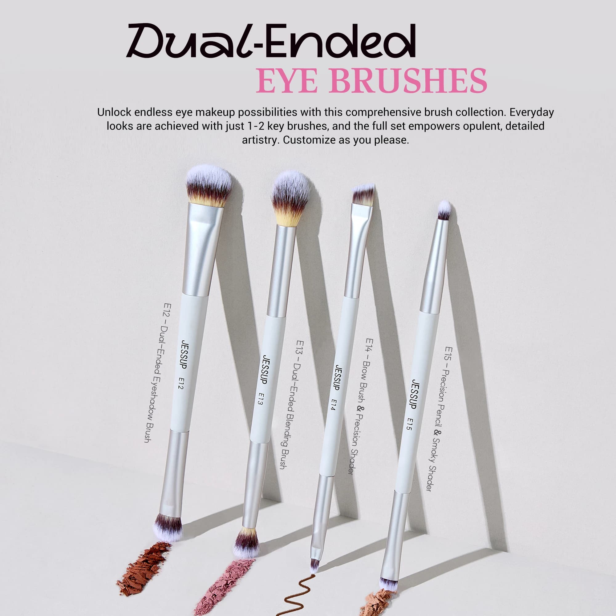 Jessup – ensemble de pinceaux de maquillage, 3/7 pièces, fond de teint synthétique à double extrémit