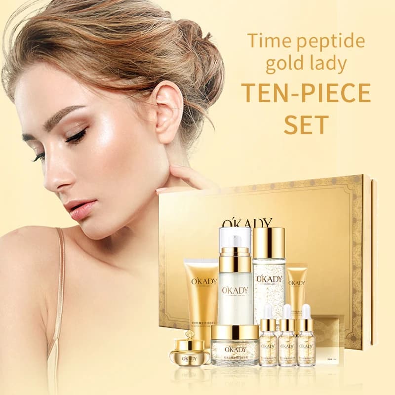 Opei Time Peptide Gold Lady Ensemble de dix pièces Kit de soin hydratant et hydratant Cosmétiques no