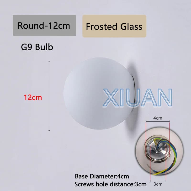 Nouvelles lampes murales en verre à Base dissimulée français Bauhaus blanc laiteux boule ronde appli