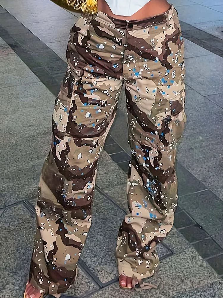 Pantalon en Denim pour femmes, nouveau Style, Camouflage, tissu Long décontracté, mode de rue, jambe