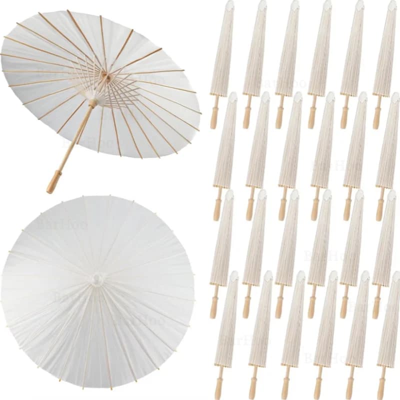 Parasols blancs en papier chinois 80CM/60CM, 10/20/30 pièces, pour mariage et accessoires photo de m