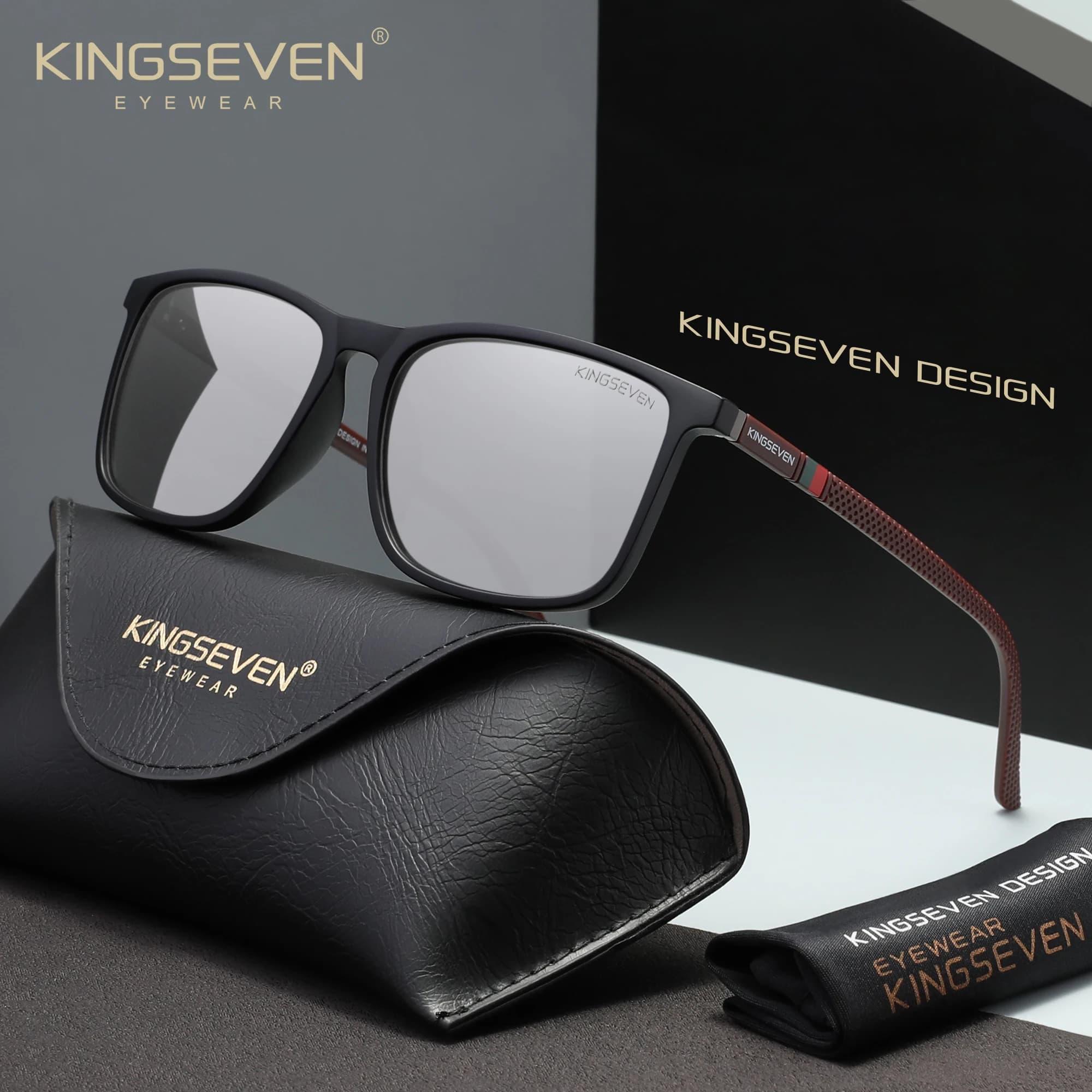 KINGSEVEN mode polarisé hommes femmes lunettes de soleil UV400 protéger Casaul Rectangle lunettes de