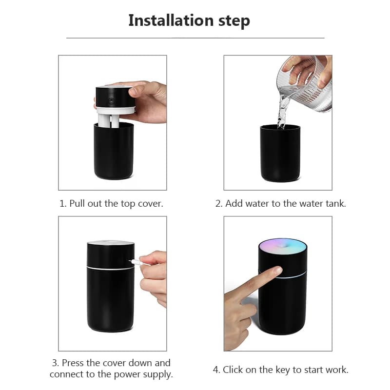 Humidificateur d'air Portable coloré, Rechargeable par USB, sans fil, pour maison et voiture, Mini a