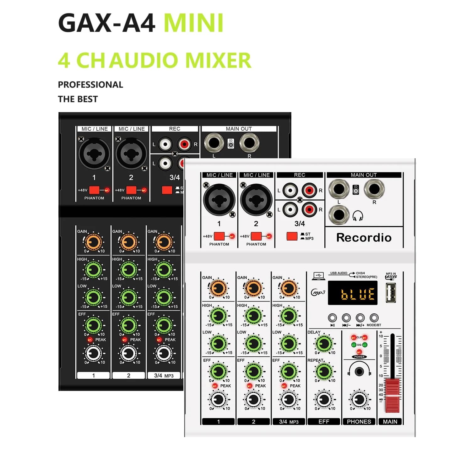 GAX-A4 MINI mélangeur Audio 4 canaux mélangeur numérique professionnel Console Dj avec USB mélangeur