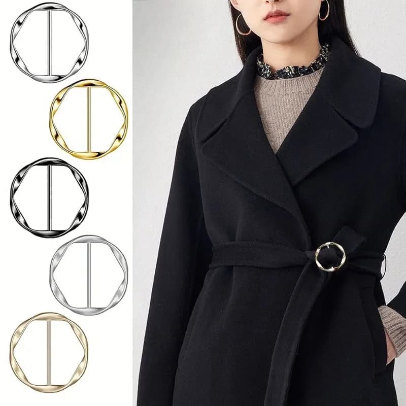 5 pièces mode métal rond cercle pince boucle châle T-Shirt cravate pince broche taille boucle polyva