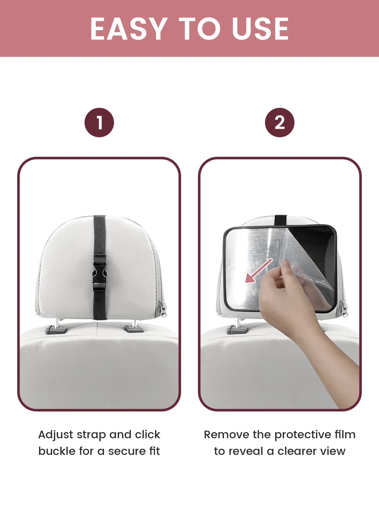 Rétroviseur de voiture pour bébé certifié anti-éclats, testé en cas de collision avec vue panoramiqu
