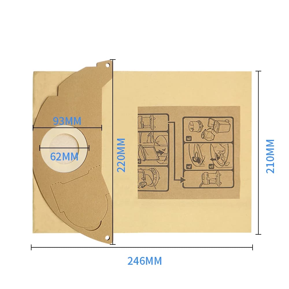 Sacs en papier HEPA Pound pour aspirateur Karcher, pour modèles WD2250 WD3.200 MV2 MV3 WD3 A1000 A22
