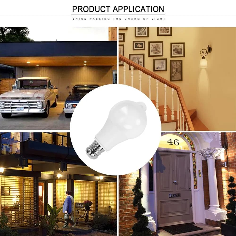 Ampoule LED avec capteur de mouvement PIR E27, Induction infrarouge humaine intelligente, lumière bl