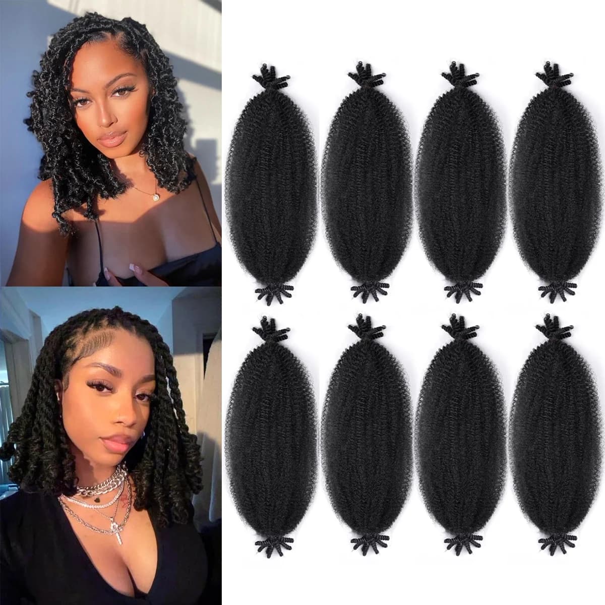 Cheveux Afro torsadés élastiques pré-séparés, adaptés aux Locs doux endommagés, tresses synthétiques