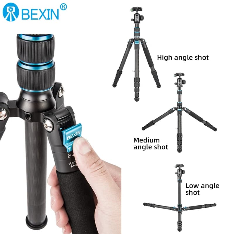 BEXIN voyage professionnel tripe léger en Fiber de carbone monopode rotule tir trépied support pour 