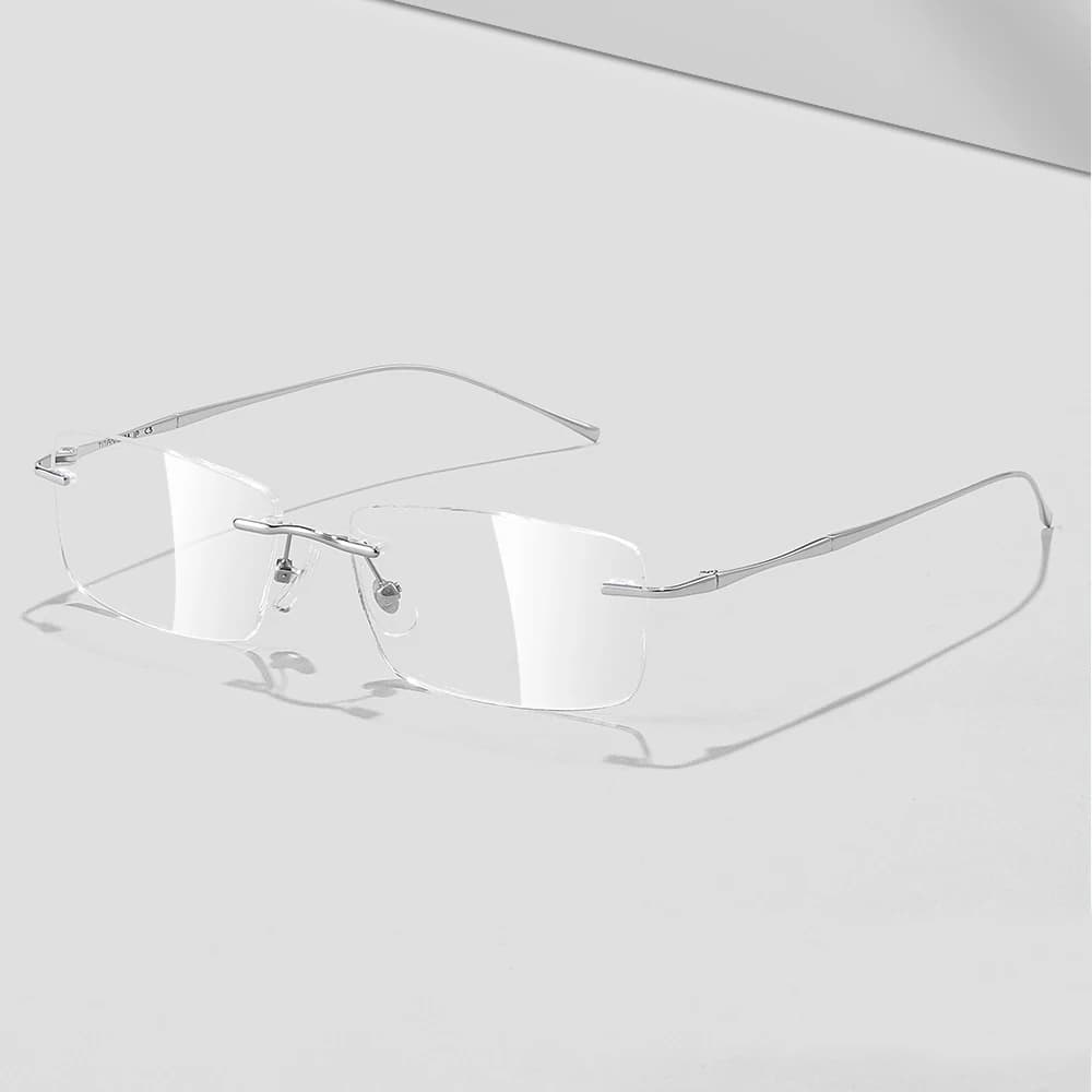 Monture de lunettes sans monture en titane pur ultra-léger pour hommes, anti-lumière bleue, montures