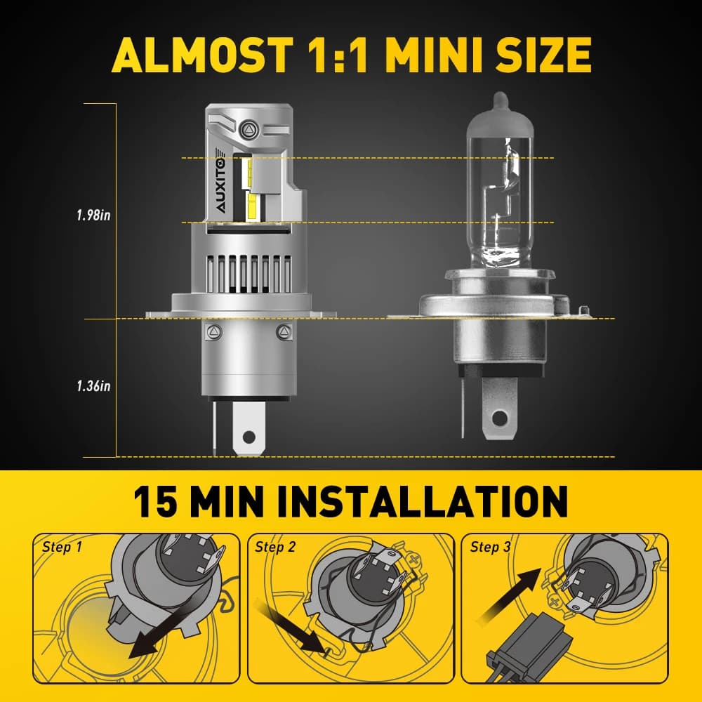 AUXITO 2 pièces 20000LM 100W Super lumineux Canbus Auto phare Turbo LED H4 9003 feux de croisement a