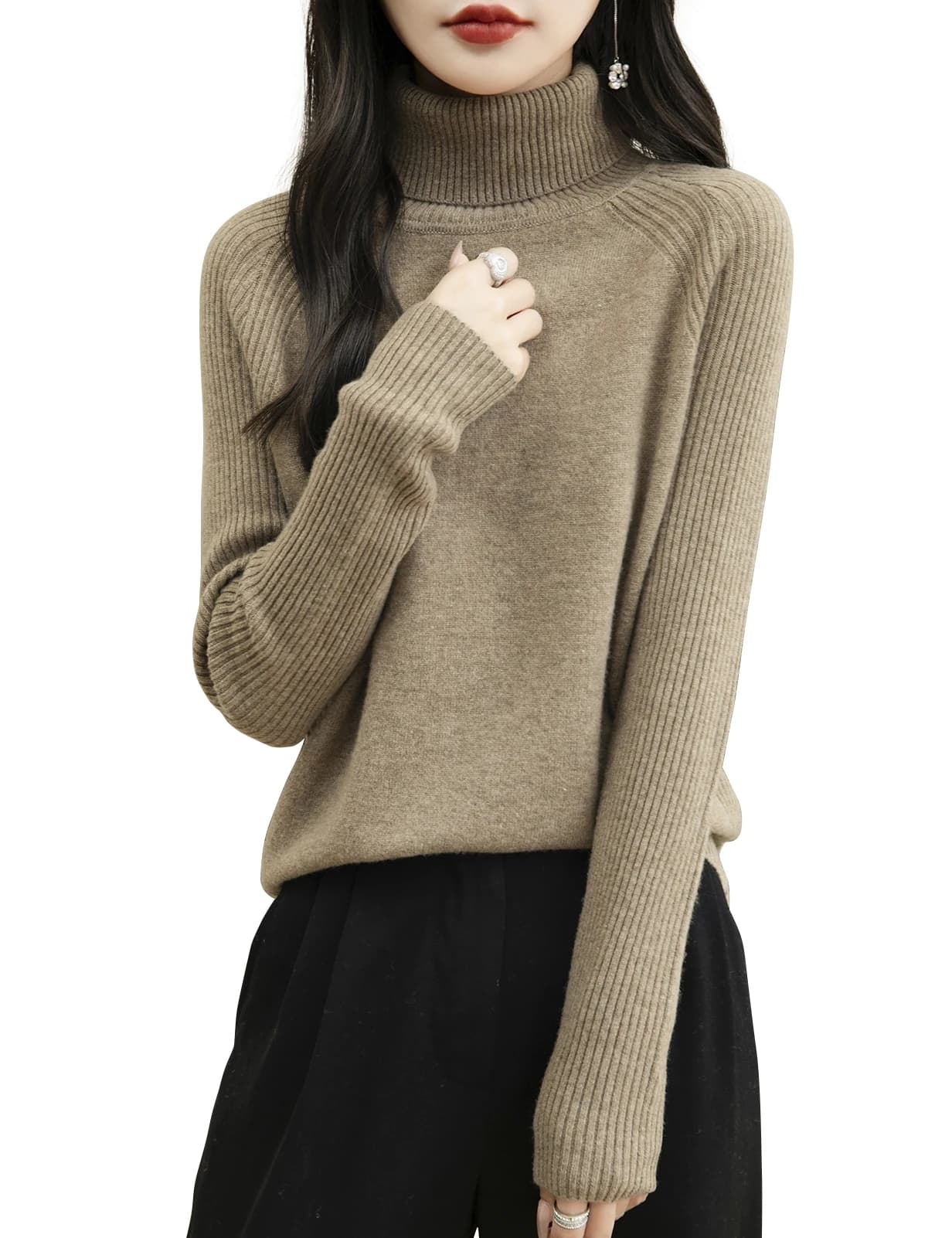 100% laine mérinos col roulé femmes pull nouveau automne hiver chaud doux pull femmes tricoté pull F