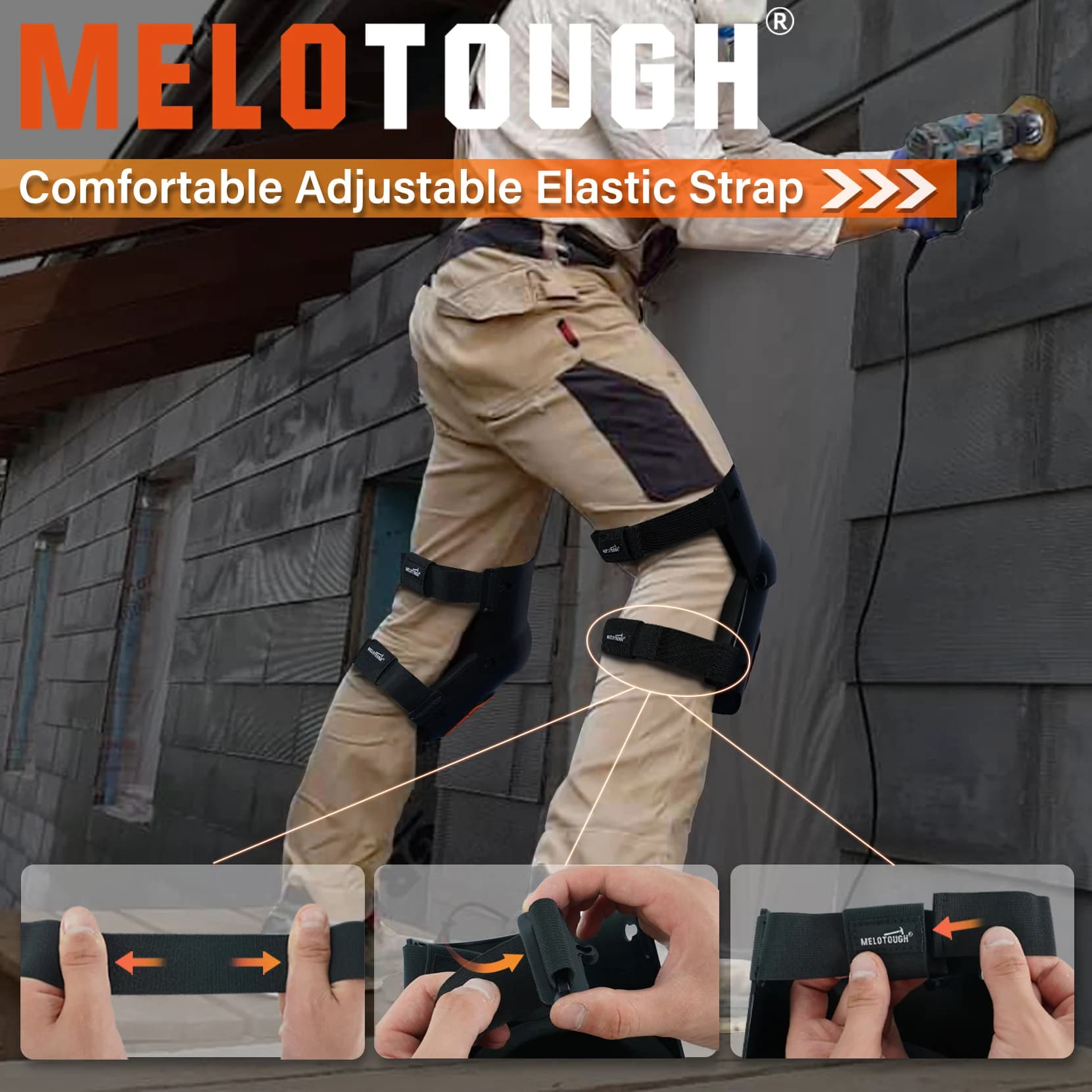 Genouillères MELOTOUGH pour le travail, la construction, le sol, le jardinage, confortables et flexi