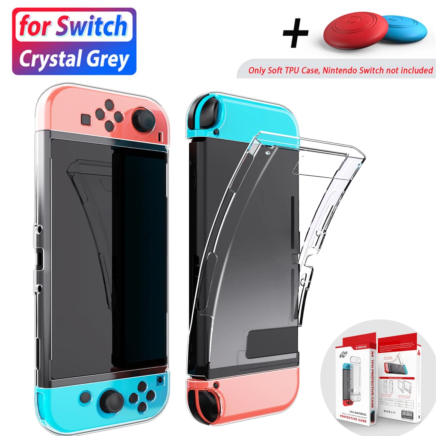 Housse de protection 3 en 1 pour Nintendo Switch, souple, Joy-Con, antichoc, anti-rayures, transpare