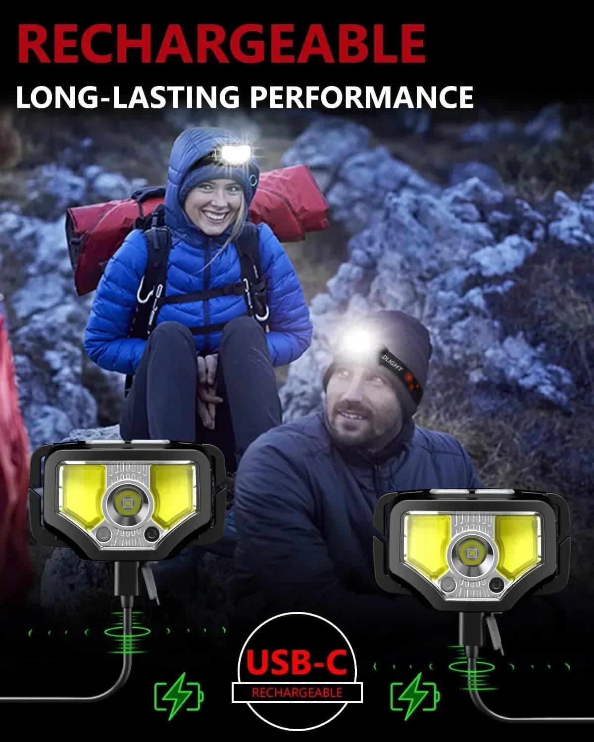 Lampe de poche LED étanche aste avec capteur de mouvement, lampe de sauna, 1200 lumens, super lumine