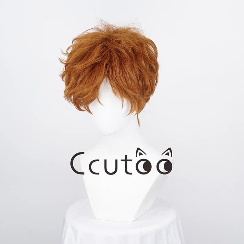 Anime culotte et bas avec porte-jarretelles Burifu Cosplay perruque 30 cm court Orange cheveux boucl