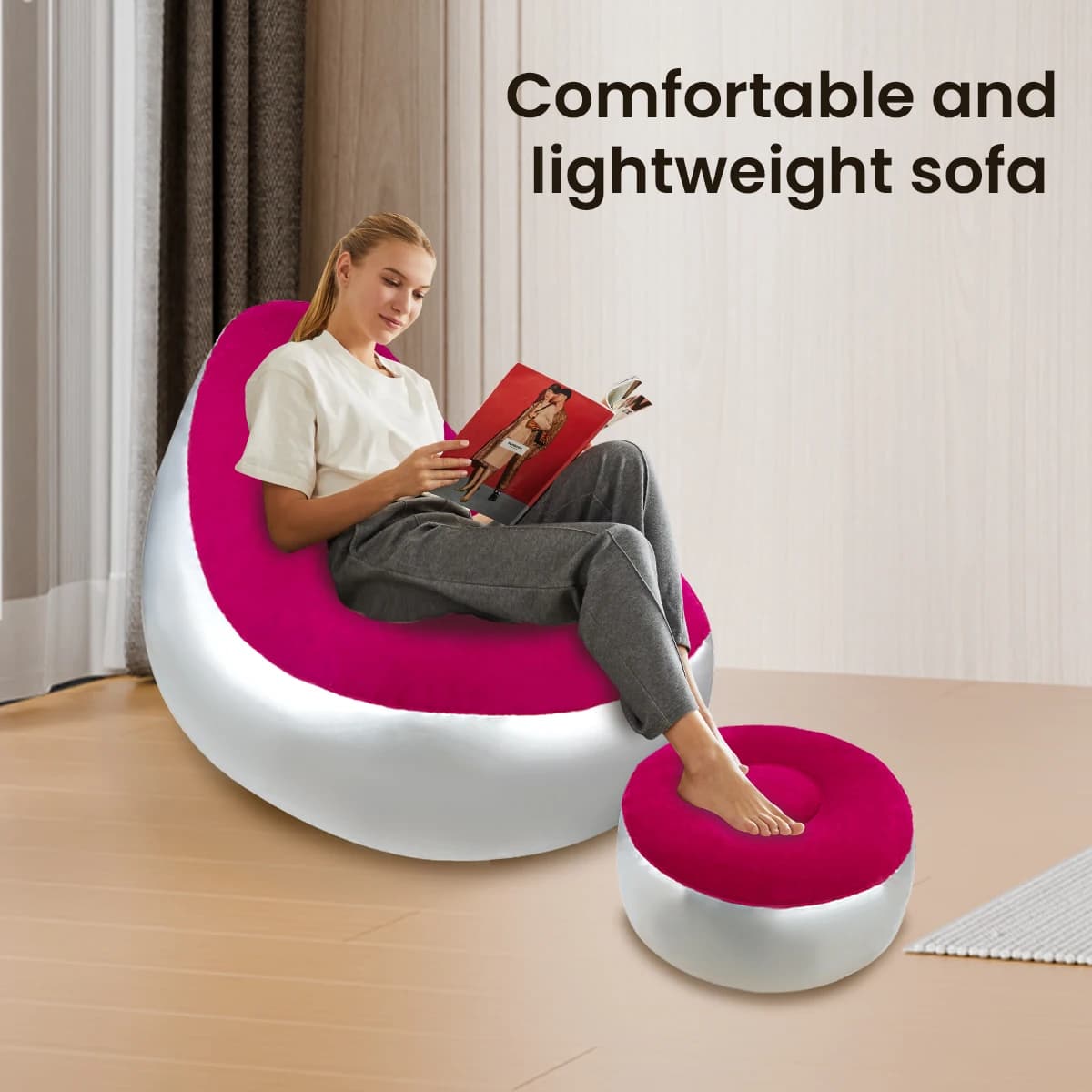 Canapé paresseux gonflable, chaise pliante et Portable avec tabouret de pied, canapé à Air pour salo