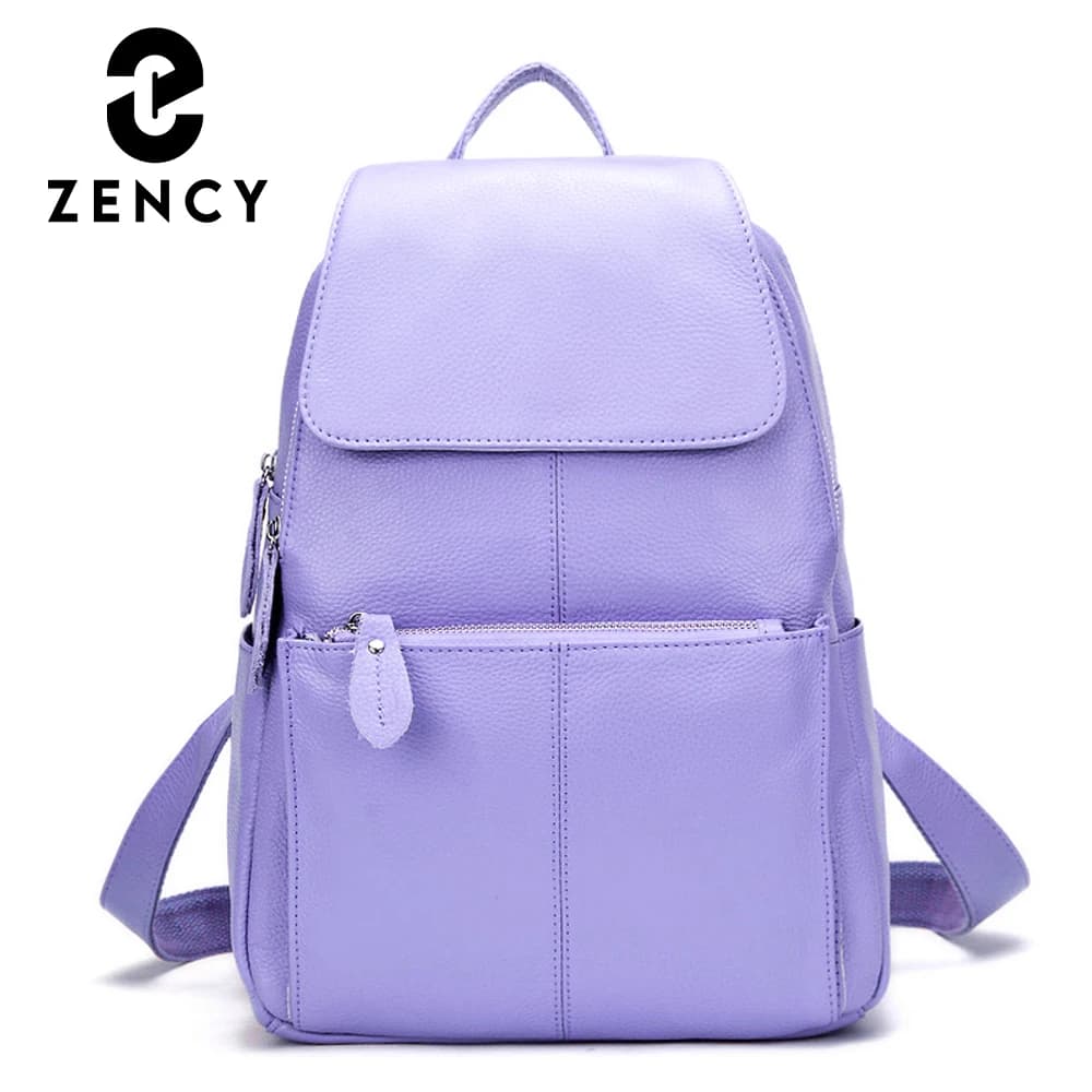 Zency Fashion – sac à dos en cuir violet de haute qualité pour femmes, avec de nombreux compartiment
