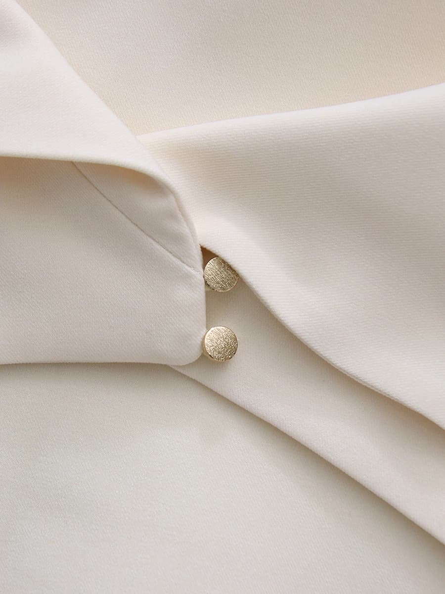 CHICEVER Ensemble deux pièces irrégulier uni pour femme, col châle à revers, sans manches, robe long