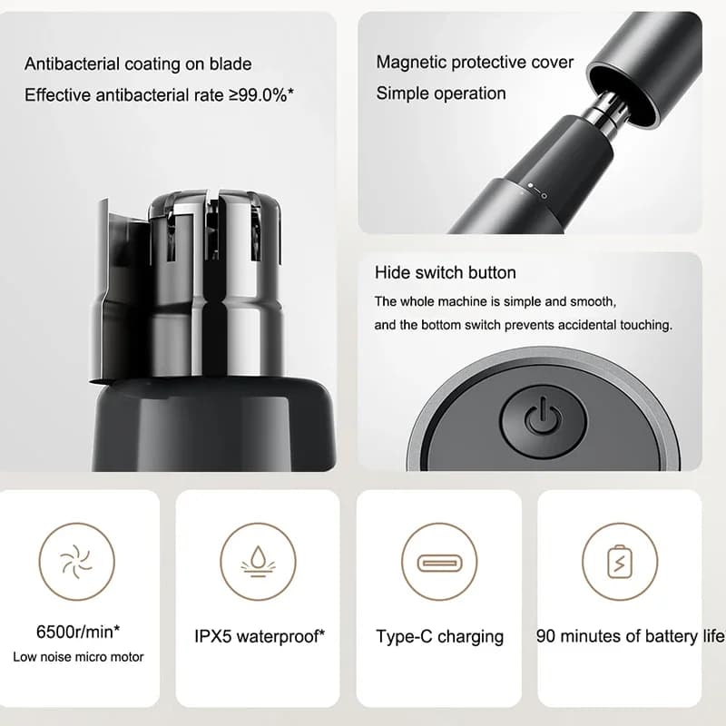 XIAOMI-Tondeuse à cheveux électrique portable pour hommes, tondeuse indolore, oreilles de l'Antarcti