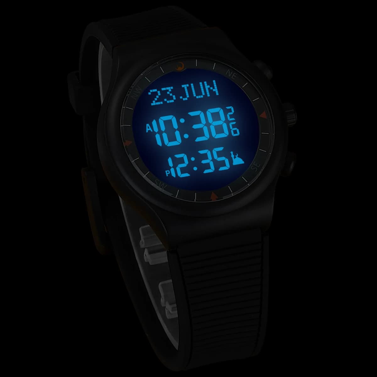 Montre de prière Azan pour prière musulmane avec boussole Qibla Montre de sport rétroéclairée islami