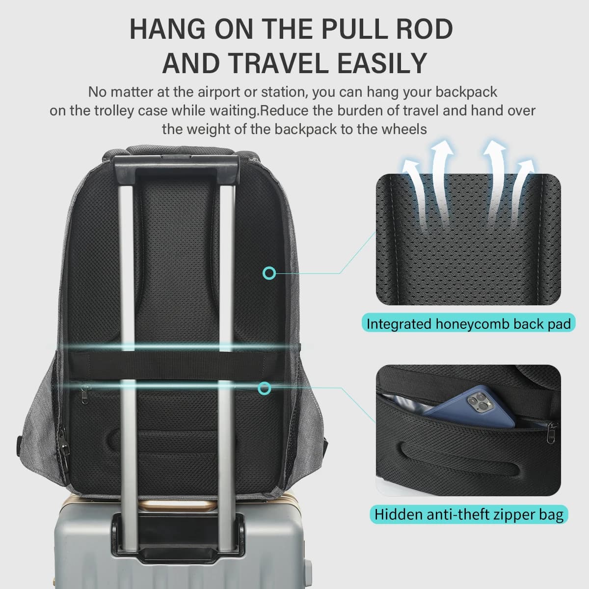 Tigernu hommes Anti-vol sac à dos 15.6 pouces sac à dos pour ordinateur portable sacs avec Port USB 