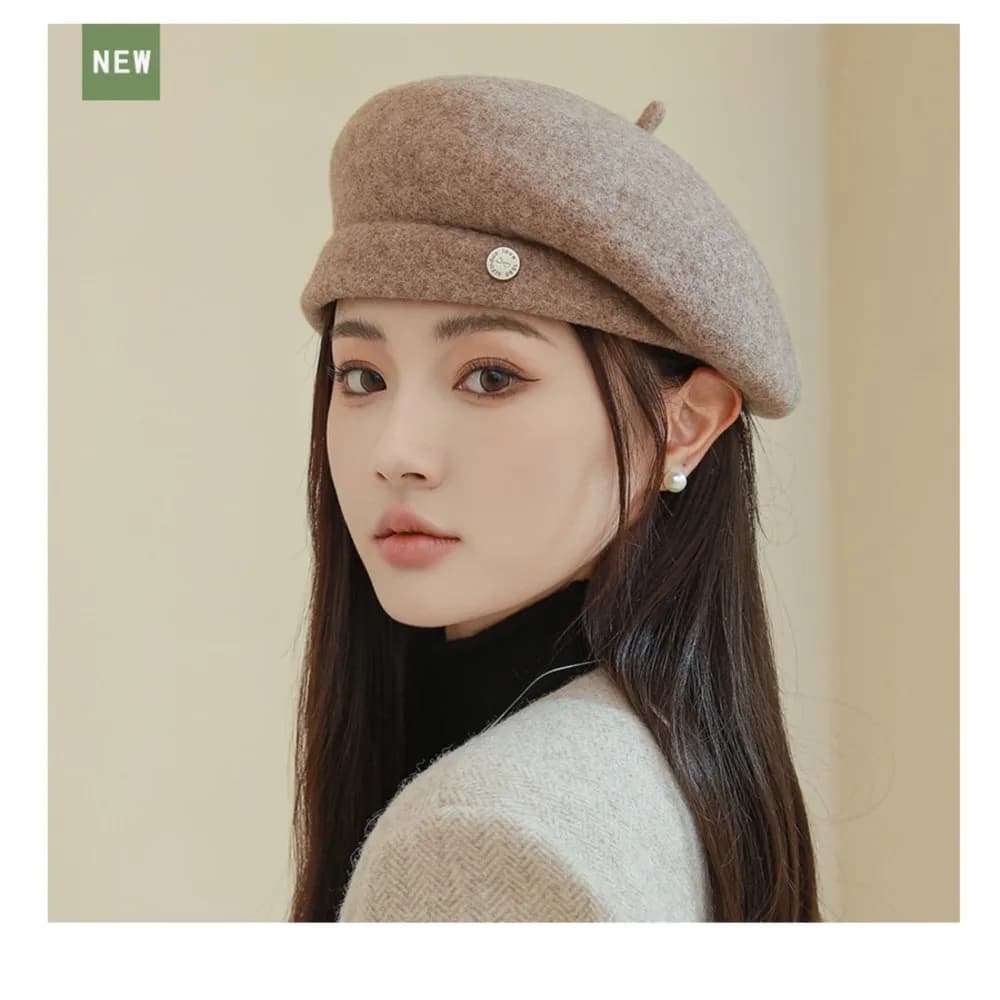 Chapeau de journal en laine asymétrique haut de gamme pour femmes, chapeau octogonal d'automne et d'