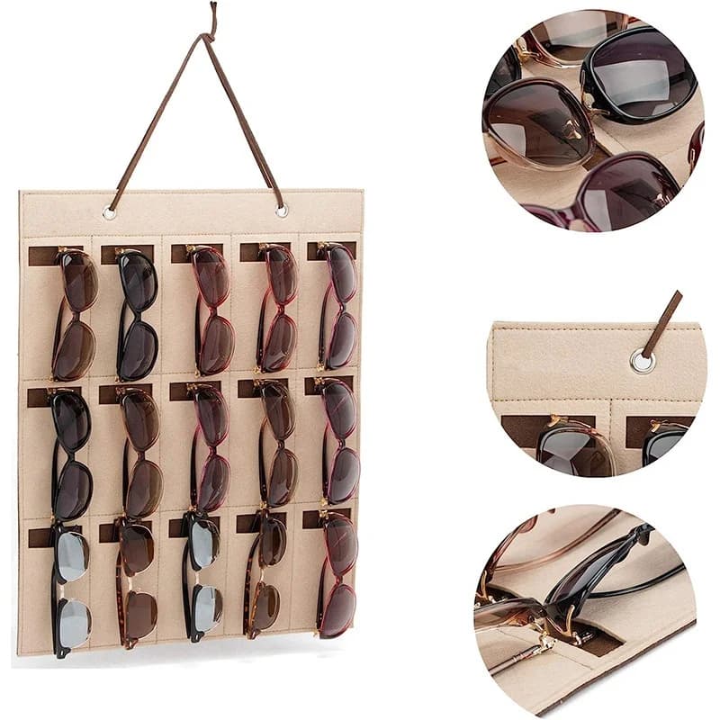 Organisateur de lunettes à 15 grilles, 1 pièce, sac de rangement mural suspendu, sac multifonctionne