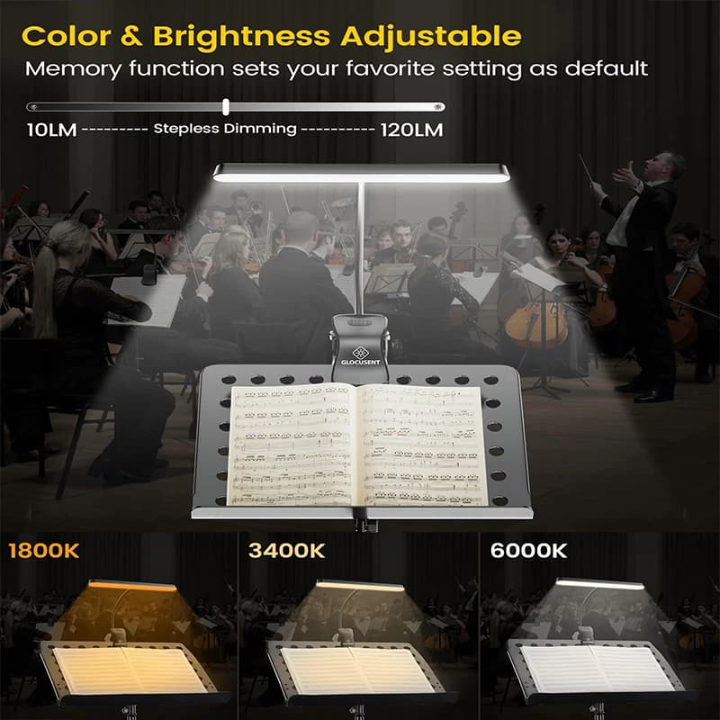 NV 57 LED Super lumineux pupitre lumière soin des yeux Clip-on Piano lumière USB-C Rechargeable Dimm