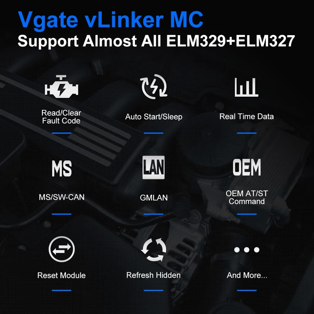 Vgate-Outil de diagnostic automatique de voiture, vLinker MC +, ELM327, V2.2, Bluetooth 4.0, WiFi, O
