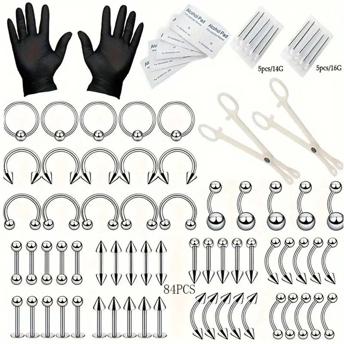 Kit de perçage d'oreille stérile 24/42/84 pièces, pistolet de perçage d'hélice pour Trago de Cartila