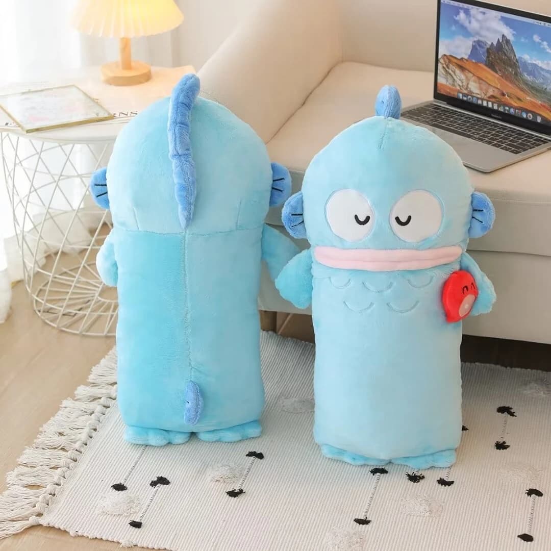 Coussin Long Hangyodon mignon de 60cm, oreiller en peluche de dessin animé, coussin de dos de canapé