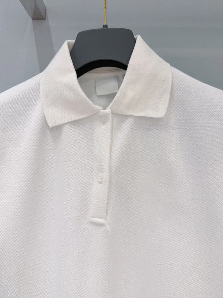 Polo en coton blanc slim décontracté pour femme, col rabattu, manches courtes, couleur unie, collect