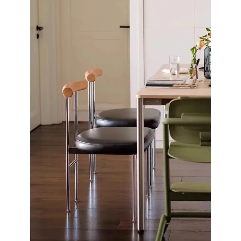 Chaise de salle à manger en bois massif de style vintage, chaise de bureau design avec dossier, chai