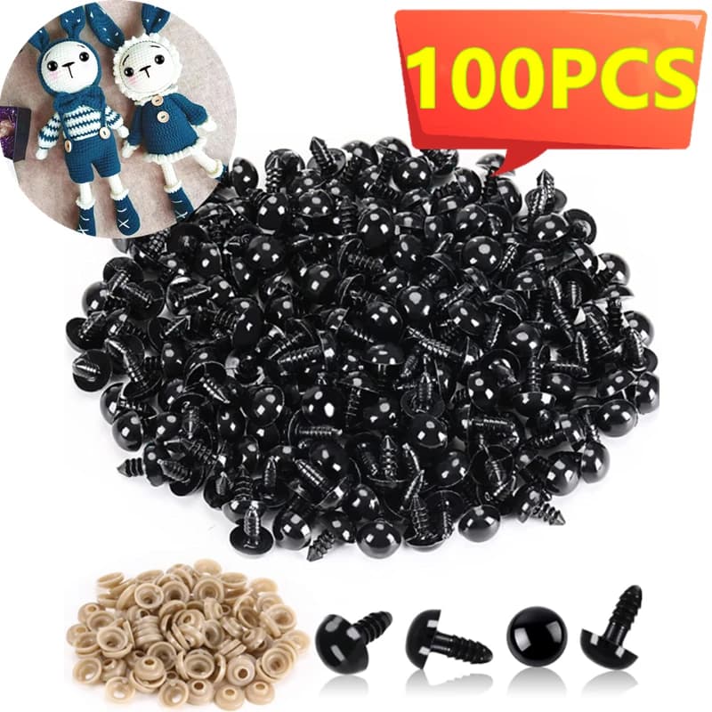 Yeux de sécurité en plastique noir pour jouets Amigurumi, kit de bricolage, artisanat TeddyBear, acc