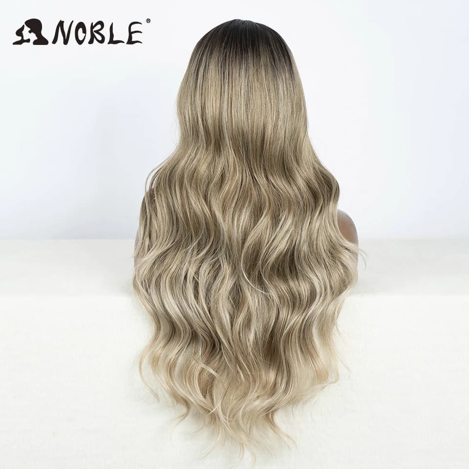 Perruque Lace Front Wig synthétique 30 pouces-Noble, perruque Lace Wig longue ondulée 360 0mbre blon