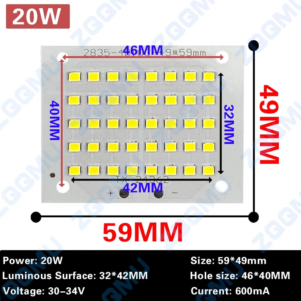1 pièces projecteur LED pleine puissance PCB 10W 20W 30W 50W 100W 150W SMD2835 LED PCB lampe plaque 